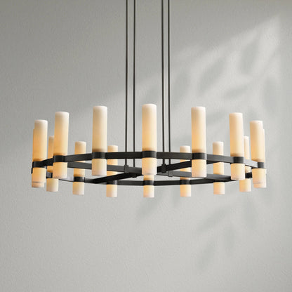 Savelle Round Milk Glass Chandelier - Lightings Menu