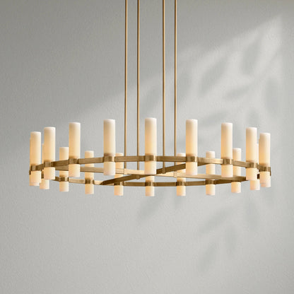 Savelle Round Milk Glass Chandelier - Lightings Menu