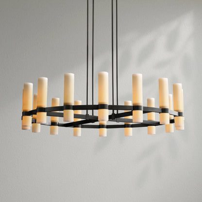 Savelle Round Milk Glass Chandelier - Lightings Menu