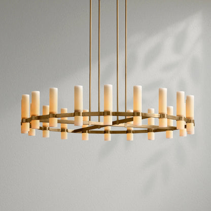 Savelle Round Milk Glass Chandelier - Lightings Menu