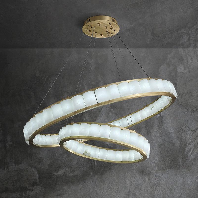 Scott Alabaster Circle Round Chandeliers - Lightings Menu