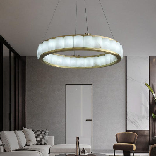 Scott Alabaster Circle Round Chandeliers - Lightings Menu