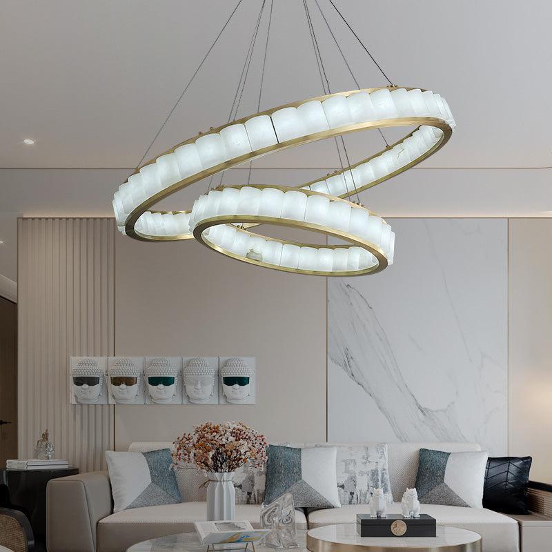 Scott Alabaster Circle Round Chandeliers - Lightings Menu