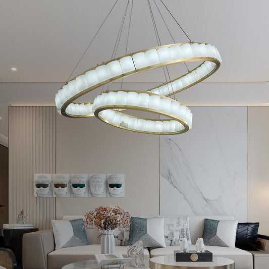 Scott Alabaster Circle Round Chandeliers - Lightings Menu