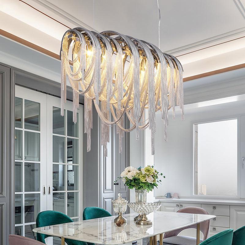Sophian Luxury Aluminum Chain Tassel Chandelier - Lightings Menu