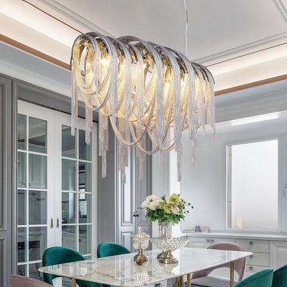 Sophian Luxury Aluminum Chain Tassel Chandelier - Lightings Menu