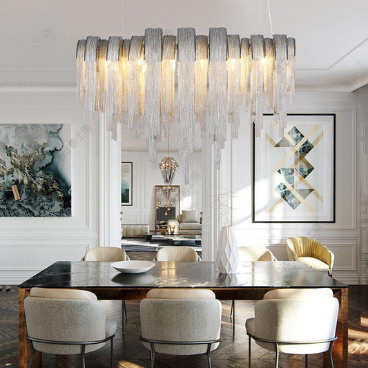 Sophian Luxury Aluminum Chain Tassel Chandelier - Lightings Menu