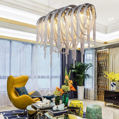 Sophian Luxury Aluminum Chain Tassel Chandelier - Lightings Menu