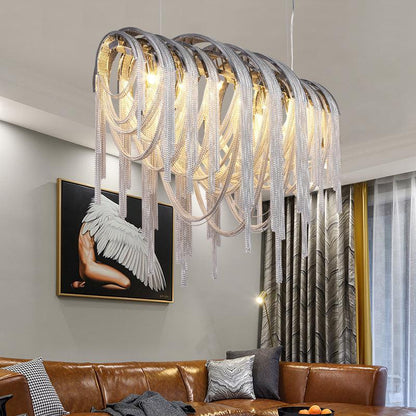 Sophian Luxury Aluminum Chain Tassel Chandelier - Lightings Menu
