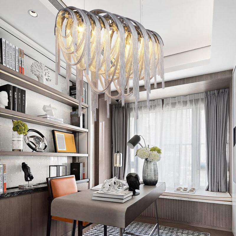 Sophian Luxury Aluminum Chain Tassel Chandelier - Lightings Menu