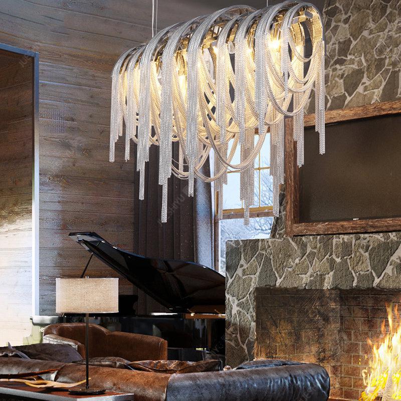 Sophian Luxury Aluminum Chain Tassel Chandelier - Lightings Menu