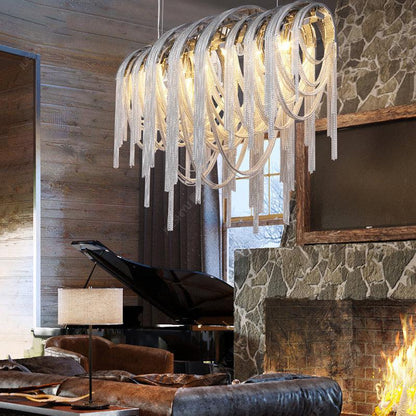 Sophian Luxury Aluminum Chain Tassel Chandelier - Lightings Menu
