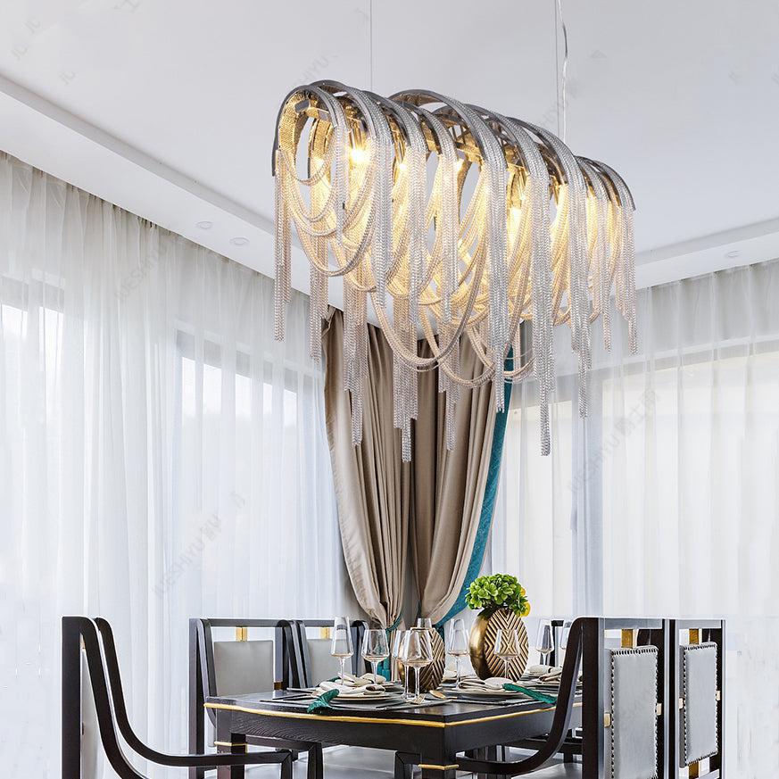 Sophian Luxury Aluminum Chain Tassel Chandelier - Lightings Menu
