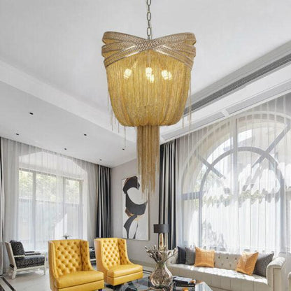 Stacking Rings Chain Tassel Pendant Chandelier - Lightings Menu