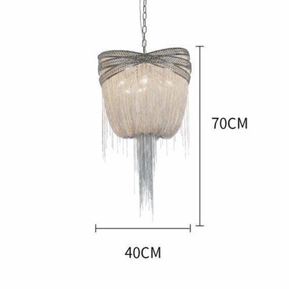 Stacking Rings Chain Tassel Pendant Chandelier - Lightings Menu