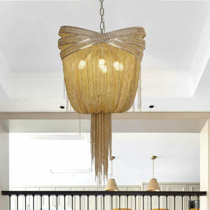 Stacking Rings Chain Tassel Pendant Chandelier - Lightings Menu