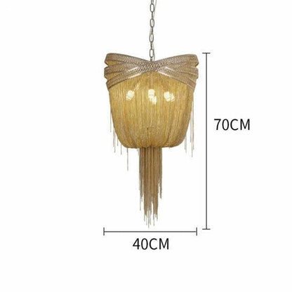 Stacking Rings Chain Tassel Pendant Chandelier - Lightings Menu