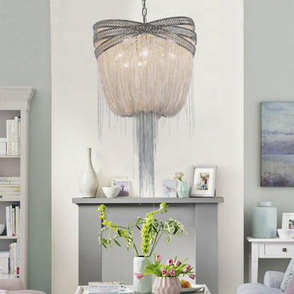 Stacking Rings Chain Tassel Pendant Chandelier - Lightings Menu