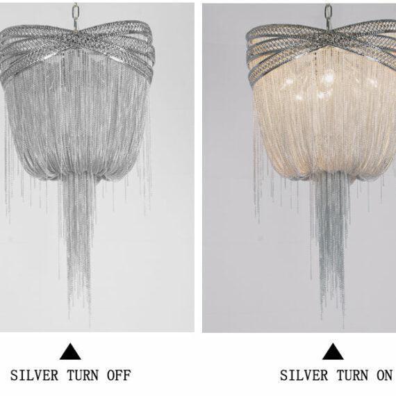 Stacking Rings Chain Tassel Pendant Chandelier - Lightings Menu