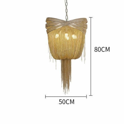 Stacking Rings Chain Tassel Pendant Chandelier - Lightings Menu