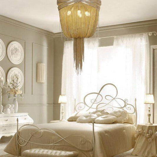 Stacking Rings Chain Tassel Pendant Chandelier - Lightings Menu