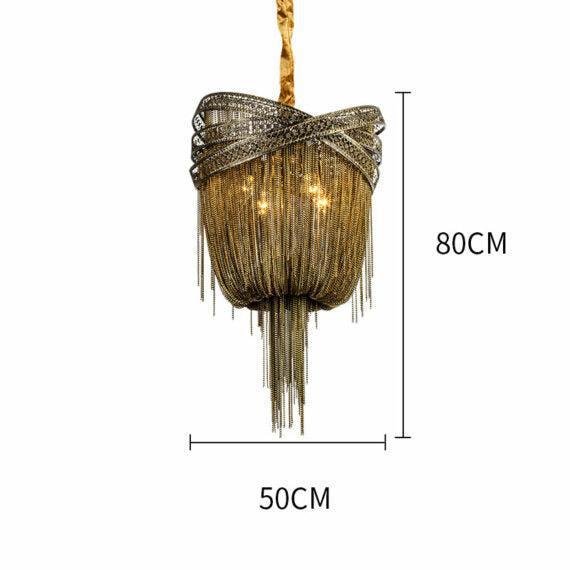 Stacking Rings Chain Tassel Pendant Chandelier - Lightings Menu