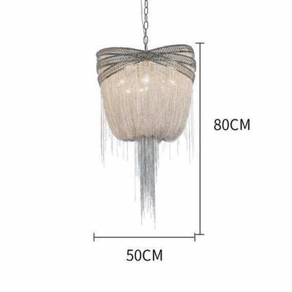 Stacking Rings Chain Tassel Pendant Chandelier - Lightings Menu
