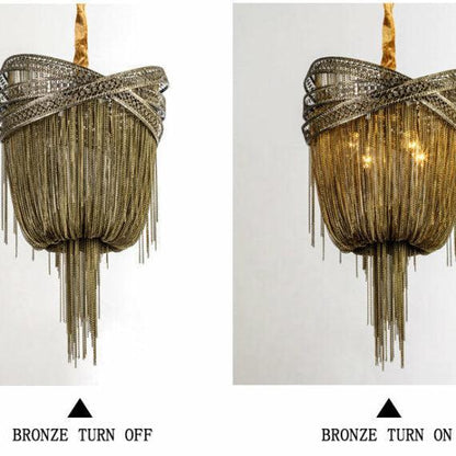 Stacking Rings Chain Tassel Pendant Chandelier - Lightings Menu