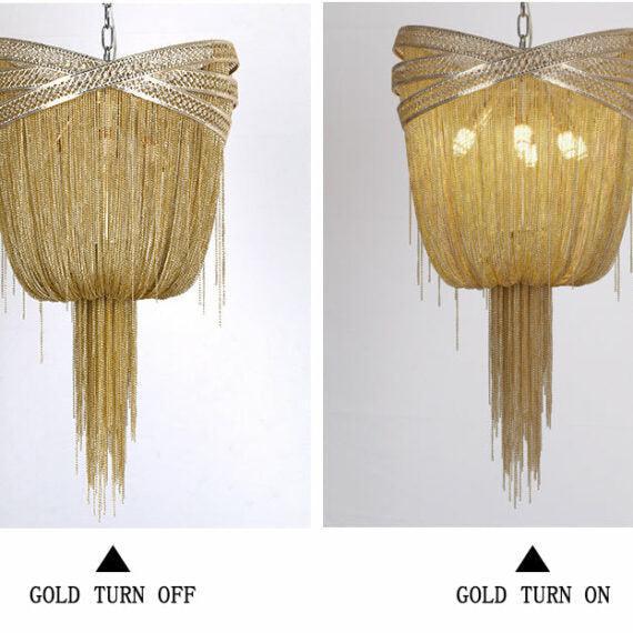 Stacking Rings Chain Tassel Pendant Chandelier - Lightings Menu