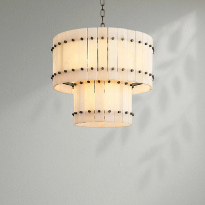 Sun Marco Alabaster Round Tiered Chandelier - Lightings Menu