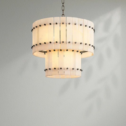 Sun Marco Alabaster Round Tiered Chandelier - Lightings Menu
