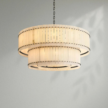 Sun Marco Alabaster Round Tiered Chandelier - Lightings Menu