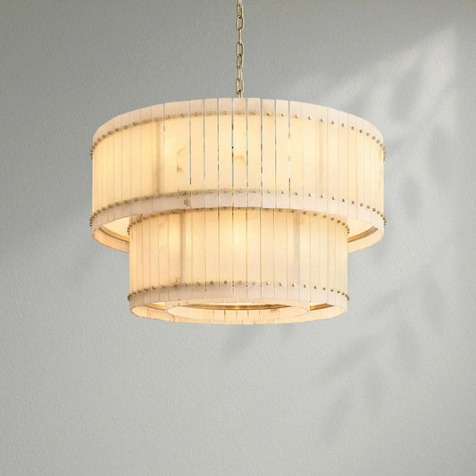 Sun Marco Alabaster Round Tiered Chandelier - Lightings Menu