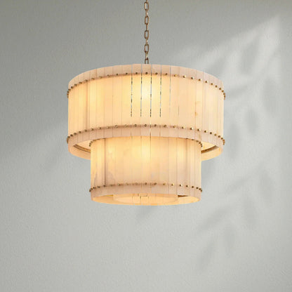 Sun Marco Alabaster Round Tiered Chandelier - Lightings Menu