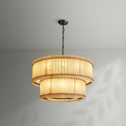 Sun Marco Alabaster Round Tiered Chandelier - Lightings Menu