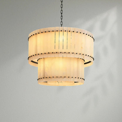 Sun Marco Alabaster Round Tiered Chandelier - Lightings Menu
