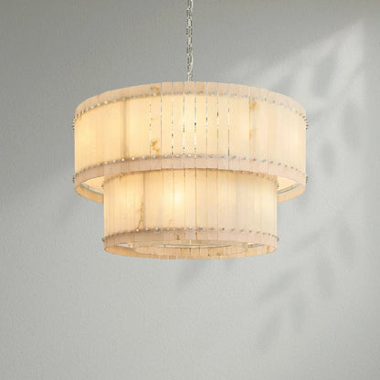 Sun Marco Alabaster Round Tiered Chandelier - Lightings Menu