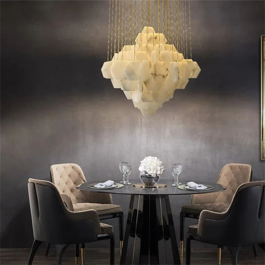 Talan Multi - layer Irregular Alabaster Chandelier - Lightings Menu