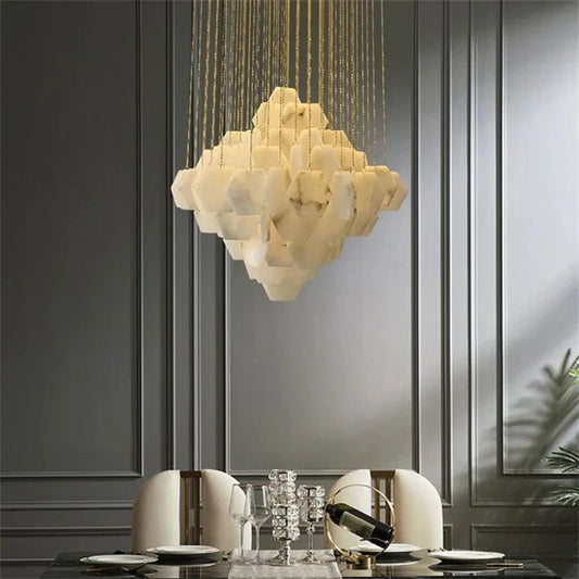 Talan Multi - layer Irregular Alabaster Chandelier - Lightings Menu