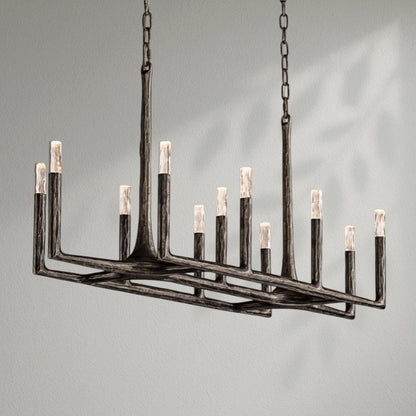 Thaddeos Forged Linear Chandelier - Lightings Menu
