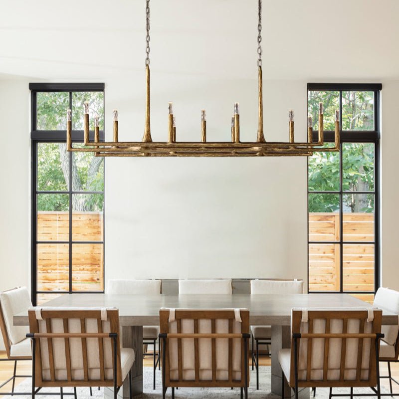 Thaddeos Forged Linear Chandelier - Lightings Menu