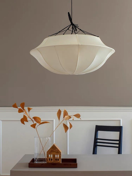 Vintage French Style Cream White Silk Umbrella Chandelier - Lightings Menu