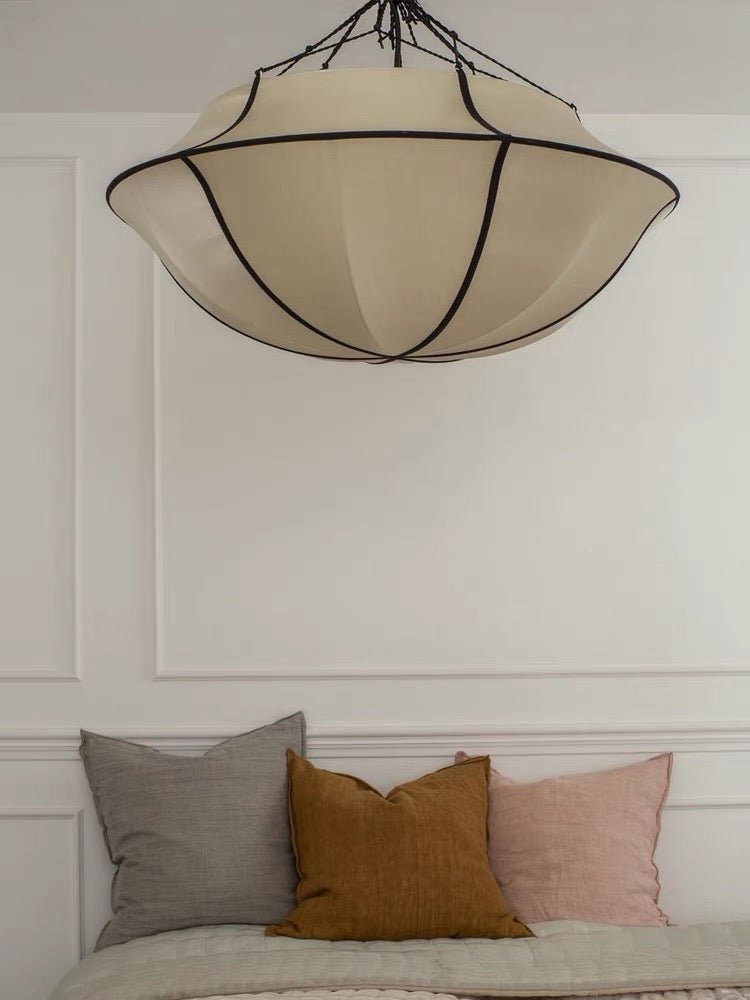 Vintage French Style Cream White Silk Umbrella Chandelier - Lightings Menu