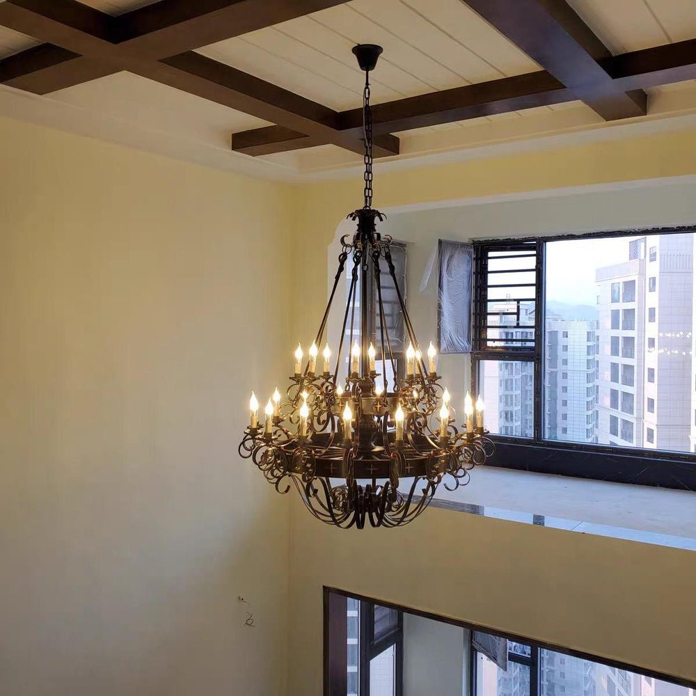 Vintage Iron Simple Candle Art Chandelier for Living Room / Villa / Stairs - Lightings Menu