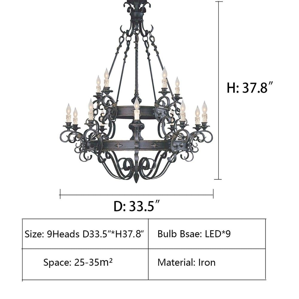 Vintage Iron Simple Candle Art Chandelier for Living Room / Villa / Stairs - Lightings Menu