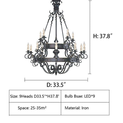 Vintage Iron Simple Candle Art Chandelier for Living Room / Villa / Stairs - Lightings Menu