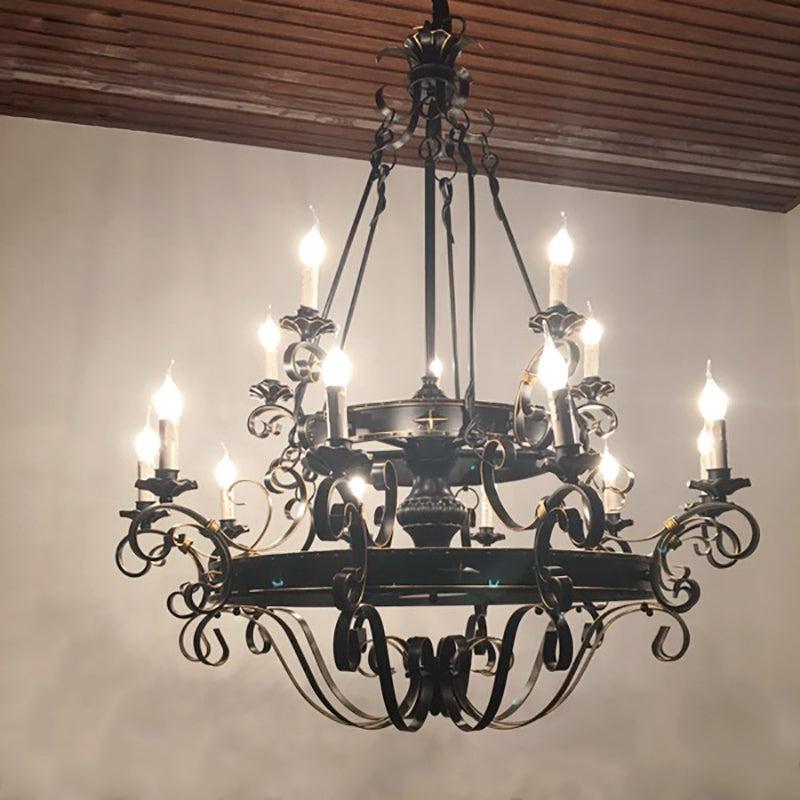 Vintage Iron Simple Candle Art Chandelier for Living Room / Villa / Stairs - Lightings Menu