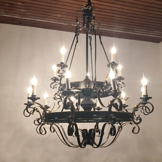 Vintage Iron Simple Candle Art Chandelier for Living Room / Villa / Stairs - Lightings Menu