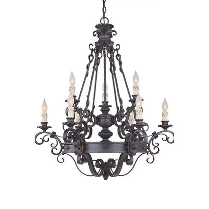 Vintage Iron Simple Candle Art Chandelier for Living Room / Villa / Stairs - Lightings Menu