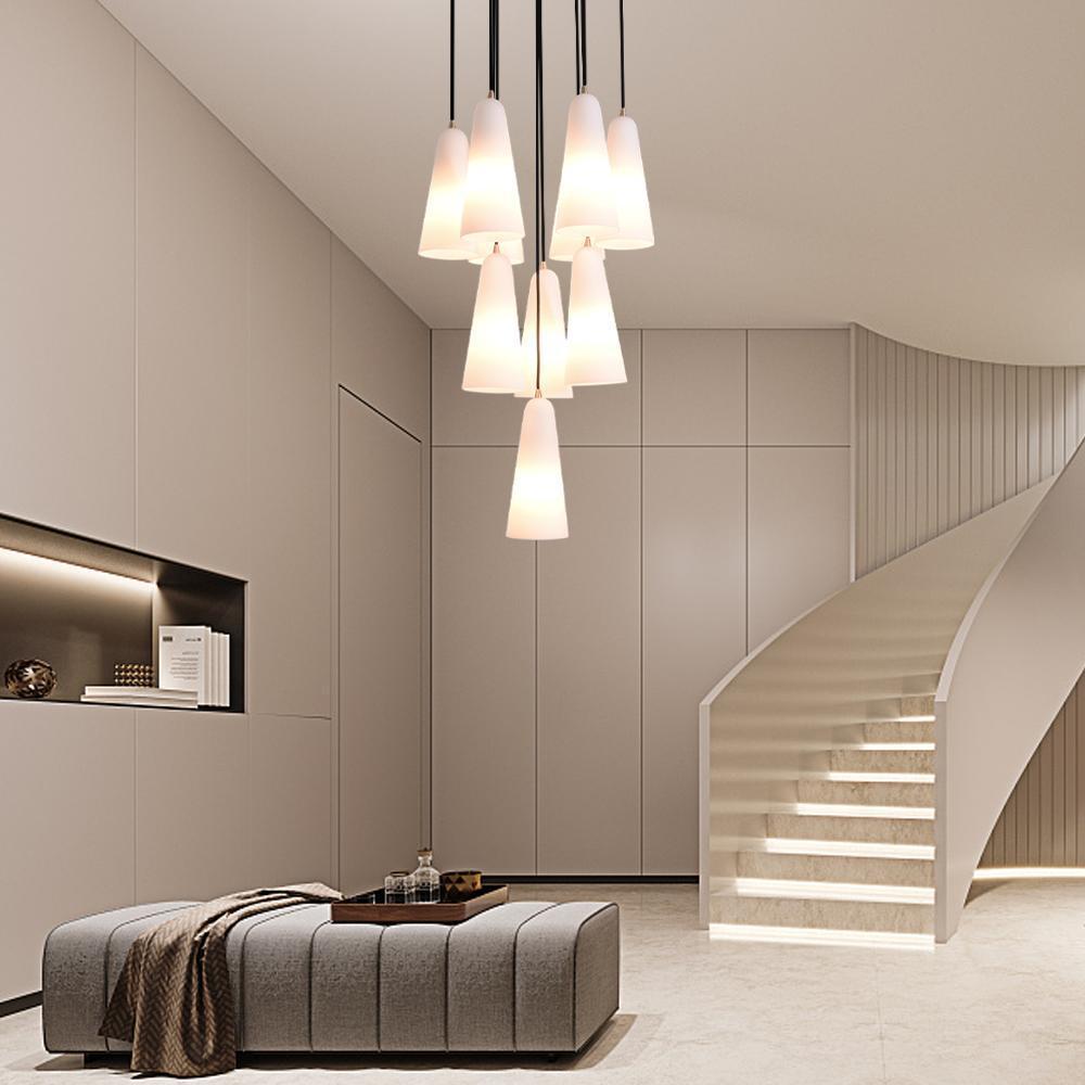 White Porcelain Round Chandelier D18" - Lightings Menu